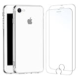 NEW'C Hülle für iPhone 8/7 (4,7 Zoll) Ultra Transparent Silikon Weiches TPU Gel und 2 × Panzer Schutz Glas für iPhone 8/7 (4,7 Zoll)