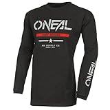 O'NEAL Element Youth Cotton Jersey Squadron V.22 I MX MTB Shirt I Kinder Sportshirt Jungen Langarm I MTB MX I Slim Fit für perfekte Passform I 100% Baumwolle | Schwarz Grau | M