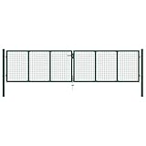 Gecheer Mesh Gartentor Zauntor Metalltor Gartentür Zauntür Hoftor Hoftür Tor Pforte Gartenpforte Eingangstor Stahl 400 x 100 cm Grün