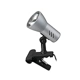 BRILONER - Nachttischlampe, Schreibtischlampe, Tischlampe, Leselampe Buch klemme, Klemmlampe, Schwenkbar, Schnurschalter, Titanfarbig, 10,8 cm, Silber