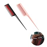 2 Stück Stielkamm Friseur,Haarkamm Toupierkamm,Hair Comb Set für Frauen und Männer,Carbon Kamm,Feiner Haarkamm Antistatischer Haar Kamm,Dreifacher Toupierkamm für Zurück Kämmen Haar Hitzebeständige