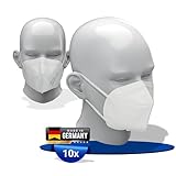 FFP2 Maske 10er Set - Angenehme & hautfreundliche Face Mask - Maske für Kinder & Erwachsene - Passt sich an die Nase an - 4 lagige Atemschutzmasken - FFP2 Maske Made in Germany, Farbe:weiß