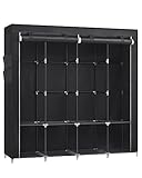 SONGMICS Stoffschrank, Kleiderschrank, 45 x 170 x 167 cm, 4 Hängefächer, mit Ablagen, 4 Seitentaschen, viel Platz, für Schlafzimmer, Wohnzimmer, schwarz RYG094B02