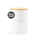 AROMATIXX Kaffeedose luftdicht 500g aus Edelstahl mit Holzdeckel, Kaffeebohnen Behälter, Kaffeekapseln Aufbewahrung, Kaffeepads Aufbewahrung, Kaffeedose für gemahlenen Kaffee und Kaffeebohnen