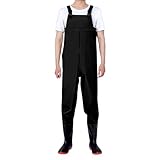 Wasserdichte Wathose für Herren, Brust- und Taillenhoch, atmungsaktiv, leicht, Wathose zum Angeln und Jagen, Wathose, Stiefel, Fuß, Herren-Overall zum Angeln, wasserdichte Latzhose für Herren, Schwarz