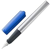 Lamy nexx blue Füller - Füllhalter mit rutschfestem Griff & polierter Stahlfeder in Strichbreite M - dreieckiges Gehäuse aus Aluminium - inkl. Tintenpatrone T 10 blau - Rechtshänder