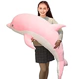 Aiuidun Delfin Kuscheltier,Stofftier Delfin Plüschtier Plüschkissen Superweiches Meerestier Plüschspielzeug Puppen für Jungen Mädchen Schlafkissen Geschenk (50cm/19.68inch, Pink)