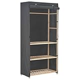 ShGaxin 3-stufiger Kleiderschrank, Schrank, Stoffschrank, Faltschrank, Kleiderschränke, Garderobenschrank, Stoffkleiderschrank, Grau 79 x 40 x 170 cm Stoff