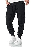 REPUBLIX Herren Cargo Sweatpants Sporthose Jogginghose Jogger Trainingshose R6102 Schwarz 3XL