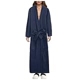 rtdgcv Saugfähiger, schnelltrocknender Bademantel für Damen mit langen Ärmeln Kimono Schwarz Spitze Damen Flauschig Frottee Bademantel Mikrofaser Bademantel Damen (4-Navy, L)