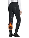 BALEAF Damen Winter-Reithose Fleece-Reithose Vollbesatz Reithose Reißverschluss-Taschen Leggings Schwarz S