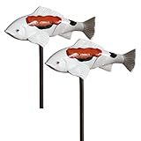 Hperu Gartenskulptur Koi Fischdekor mit Metallstahl 2pcs Realistisches Harz Koi Fischgarten Skulptur 6.3x3x2.2in Wetterfest dekorative Koi -Fisch für Teichpool -Garten