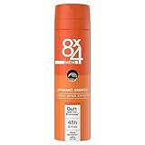 8X4 Men Dynamic Energy Deospray, Deospray für Männer mit holzig-maskulinem Duft, Deo ohne Aluminium (ACH) mit 48h zuverlässigem Schutz (150 ml)