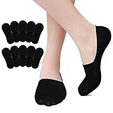 EKSHER Sneaker Socken Herren 43-46 Füßlinge Damen 10 Paar Unsichtbare No Show Sportsocken Baumwoll Kurze Ballerina Halbsocken Silikonpad Rutschfest Atmungsaktive Schwarz