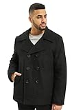 Brandit PEA COAT MANTEL SCHWARZ WOLLE US MARINE JACKE HERREN WINTERJACKE CABAN, Größe:M