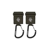 LÄSSIG Kinderwagenbefestigung (2 Stk.) Klettverschluss Karabiner Haken Karabinerhaken Kinderwagenhaken Einkaufshaken Metall/Stroller Hooks with Carabiner olive