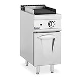 Royal Catering Lavastein-Grill 8 kW gerillte Grillfläche 4 kg Lavagestein Propangas/LPG/Erdgas 50-460 °C Edelstahl Gusseisen Flammensperre Zündflamme Elektrozündung Gastro-Gasgrill mit Steinen