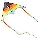 Glanxy Bunter Delta Drachen - Lenkdrachen für Kinder und Erwachsene, Einfach zu Fliegen - 125 x 65 cm Kinderdrachen, Einleiner Flugdrachen für Anfänger mit 50 m Drachenschnur für Strand Parkausflüge