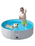 Toozey Hundepool für Große & Kleine Hunde, 80cm / 120cm / 160cm Faltbare Hunde Pools, Planschbecken für Kinder und Hunde, Hundebadewanne, 100% Sicher & Umweltfreundlich