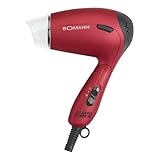 Bomann® Reisehaartrockner mit 1300W | Föhn mit 2 Temperaturstufen | Kompakt & Klappbar | Haartrockner inkl. 360° Formdüse & Volumen-Diffusor | Haarföhn mit Soft-Touch-Gehäuse | HTD 8005 CB