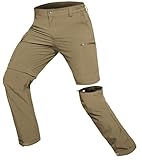 Hiauspor Wanderhose-Herren-Zip-Off-Outdoorhose-Sommer-Leicht-Trekkinghose-Atmungsaktiv-Schnell-Trockend-Funktionshose-Softshellhose-mit-5-Tiefe-Taschen (L, Khaki)