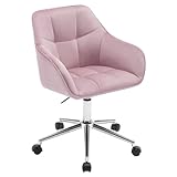 WOLTU Homeoffice Stuhl, Schreibtischstuhl, Drehstuhl, Schminkstuhl, höhenverstellbar, bis 150 kg belastbar, mit Armlehnen Samtsitz, für Schlafzimmer Büro Wohnzimmer, Rosa+Silber BS145rsw