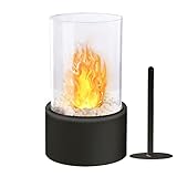 Tischkamin, Bioethanol Kamin mit Natursteinen, Black Tischfeuer für Indoor und Outdoor Ethanol Kamin, Brennkammern Unendliche Brenndauer (Black)