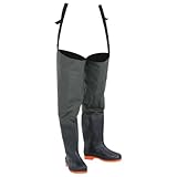 vidaXL Watstiefel, Hüftstiefel für Angler Landwirte, Anglerstiefel Wasserfest Verstellbar, Fischerstiefel Wathose, Dunkelgrün Gr. 44