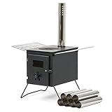 CampFeuer Zeltofen | 54 x 40 x 259,5 cm | schwarz | Tragbarer Holzofen für Camping, Outdoor, Zelt | Zeltheizung Camping, Zeltofen Holz, Tent Stove, Zelt Ofen Outdoor