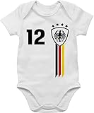 Baby Body Junge Mädchen - 2024 Fussball EM Fanartikel - 12 Mann Deutschland - 1/3 Monate - Weiß - strampler trikot europameisterschaft wm german babybody fußballer fußball germany babykleidung