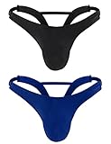 Oludkeph Set of 2 Herren Pouch Tanga Unterwäsche Bikini Slip Unterwäsche Bulge Pouch Low Rise Shorts Panty (Schwarz Blau)