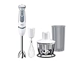 Braun Stabmixer MQ 5235WH Stabmixer – MultiQuick 5 Vario Pürierstab mit Edelstahl Mixfuß, 1000 Watt, inkl. 3-teiligem Zubehör-Set, weiß/grau