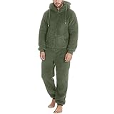 Duanminxi Angebote des Tages Heute Jumpsuit Herren Kuschelig Warm Mit Kapuze Pyjama Schwarz Einteiler Schlafanzug Fleece Warme Strampelanzug Winter Plüsch Hausanzug Mit Reißverschluss Männer#1