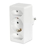 Hama Steckdosenadapter mit Berührungsschutz (Mehrfachstecker ohne Kabel, 2 Eurostecker und 1 Schutzkontaktstecker, Max. Anschlussleistung: 3500W, Betriebsspannung: 230V, 5,0 x 9,5 x 7,5 cm) weiß