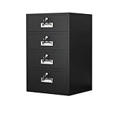 Abschließbarer Aktenschrank aus Metall mit verstellbaren Regalen und Schubladen für Home Office Storage 4 Schubladen Schwarz