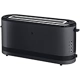 WMF Küchenminis Langschlitztoaster 2 Scheiben mit Brötchenaufsatz, Toaster schmal, XXL, Bagel-Funktion, 7 Bräunungsstufen, 900W, Toaster edelstahl matt, schwarz