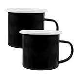 PRETYZOOM 1 Satz Emaille Wasserbecher Outdoor-becher Handlicher Becher Trinkglas Kaffee Reisebecher Anpassbare Kaffeetassen Emaillebecher Für Den Haushalt Emaillierter Trinkbecher Black 2st