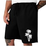 Ewleguzka Sommer-Strand-Shorts für Herren, elastische Taille, Sport, Cargo-Shorts, Blumendruck-Shorts, Herren-Shorts, Taschen, kurze Hose, Kordelzug, leicht, für Spaziergänge, Fitnessstudio, Zuhause,