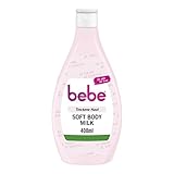 bebe Soft Body Milk (400 ml), schnell einziehende Bodylotion mit Jojobaöl & Panthenol für trockene Haut, duftet sanft, spendet 24 Stunden Feuchtigkeit