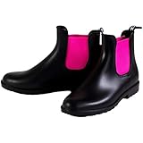 RL24 by HKM - Jodhpur Reitstiefeletten mit Elastikeinsatz Kunstleder schwarz/pink 38 soft/weit