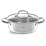 Fissler San Francisco / Edelstahl-Bratentopf (2,1 L - Ø 20 cm) Bräter mit Glas-Deckel, Schüttrand, energiesparend - auch Induktion, Silber