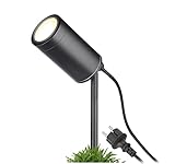 lambado® Premium LED Gartenstrahler mit Erdspieß inkl. 5W GU10 warmweiss - Schwarze Gartenleuchte wasserfest IP67 für außen, schwenkbar inkl. 1,5m Kabel mit Stecker