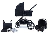 Pixini Kinderwagen Aloha 3in1 Set mit Tragewanne (schwarz/schwarz)