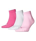 PUMA Unisex Plain 3P Quarter Socke, Rosa (Pink Lady), 35/38, 3er Pack