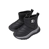 CreoQIJI Schneestiefel Kinder 32 Wasserdicht Comfortable Non Slip Mid Calf Padded Small Big Kids Winter Shoes Schneestiefel Kinder 32 (Black, 30 Little Child)