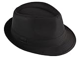 Strohhut Panama Fedora Trilby Gangster Hut Sonnenhut mit Stoffband Street Style, Schwarz, 54