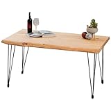 Gozos Berne Esstisch Massivholz aus Baumstamm - Holztisch Esszimmer 120x80 aus massiven Holz mit Pingu-Metallbeinen - Baumkantentisch handgefertigt aus Echtholz - Tisch mit massiver Tischplatte 40mm