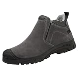 Unzerstörbare Herren-Arbeitsstiefel mit Stahlkappe, Frühlings- und Winterschuhe, Rindsleder, Schweißschuhe, rutschfest, Anti-Piercing, Schweißer, Schutzschuhe, Arbeitsstiefel für Damen, grau, 39 1/3