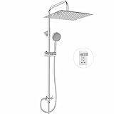 BIMVER Edelstahl Regendusche Duschset ohne Armatur, Duschsystem mit eckige Kopfbrause 30x30cm & Handbrause (5 Strahlarten) wassersparendes Duschgarnitur Überkopfbrause set, Chrom