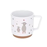 LÄSSIG Tasse Porzellan Kindertasse Trinkbecher mit Silikonring rutschfest Kindergeschirr/Tiny Farmer Sheep/Goose